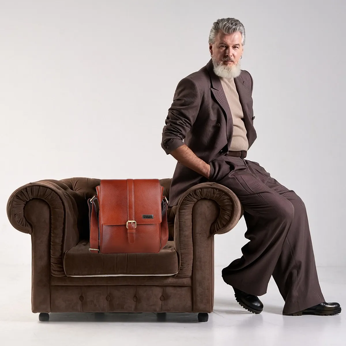Genuine Leather Premium Sling Crossbody Bag For Men - 1 Year Warranty