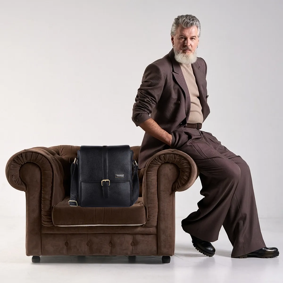 Genuine Leather Premium Sling Crossbody Bag For Men - 1 Year Warranty