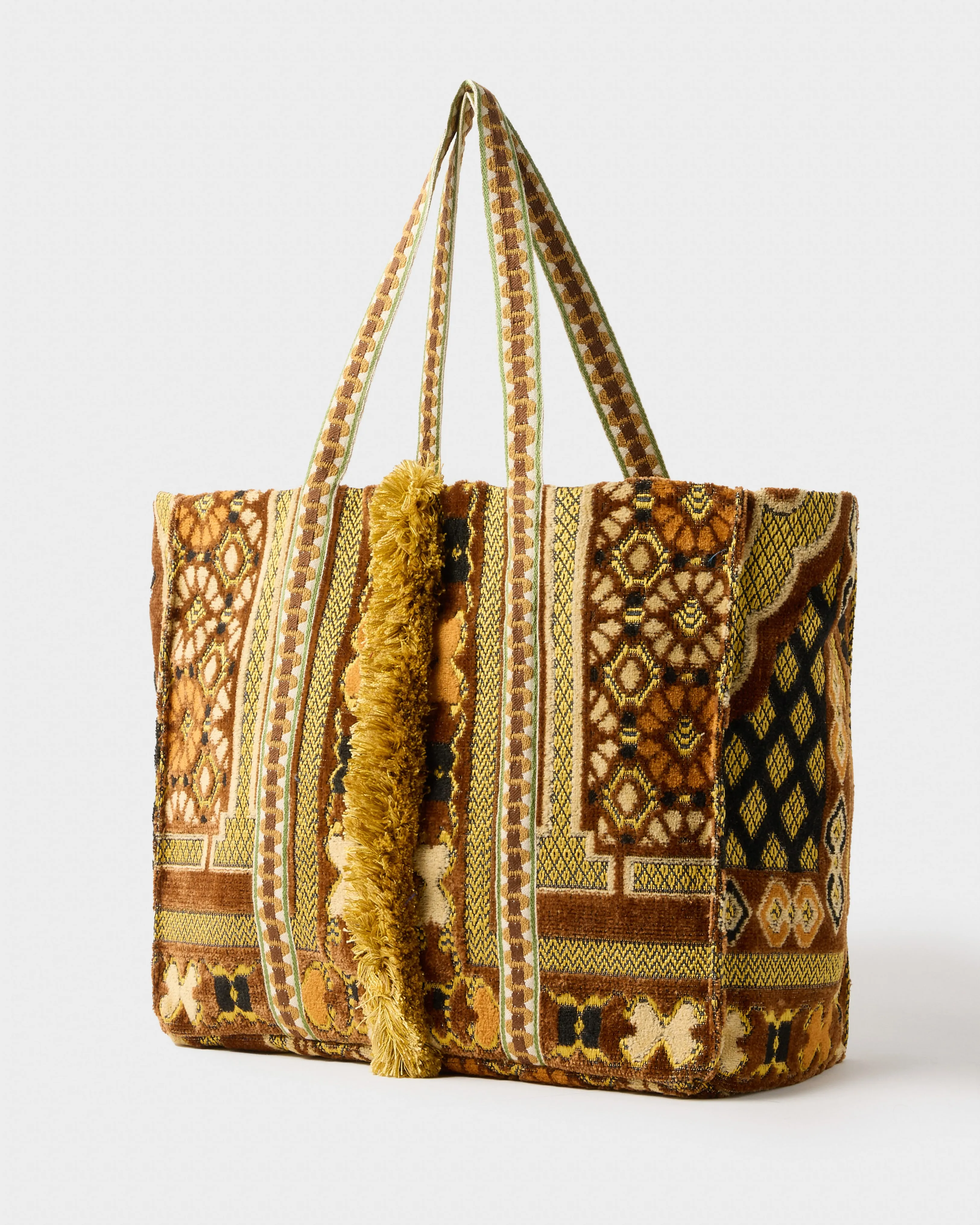 Gilla Velvet Tote Bag, Light Brown