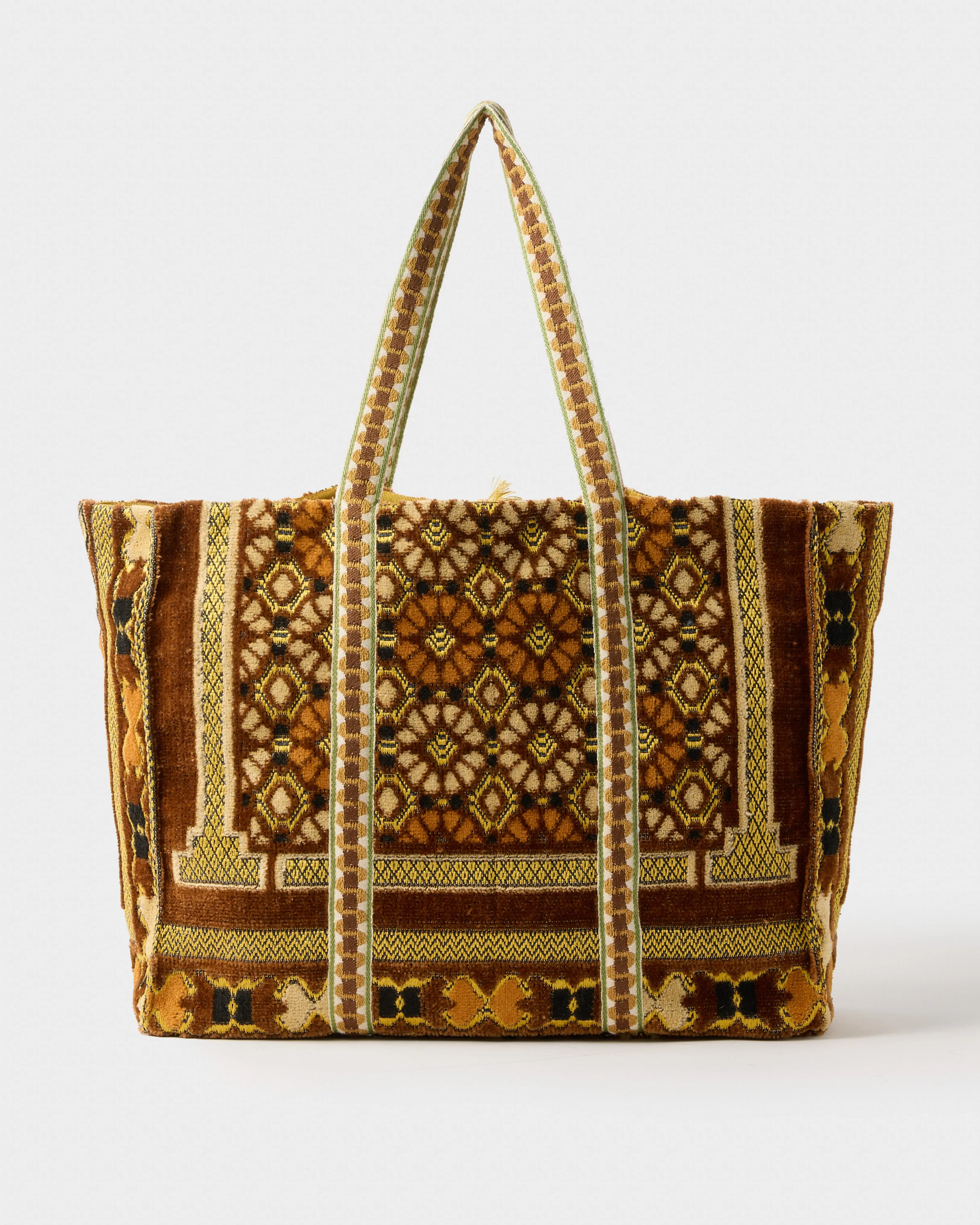 Gilla Velvet Tote Bag, Light Brown