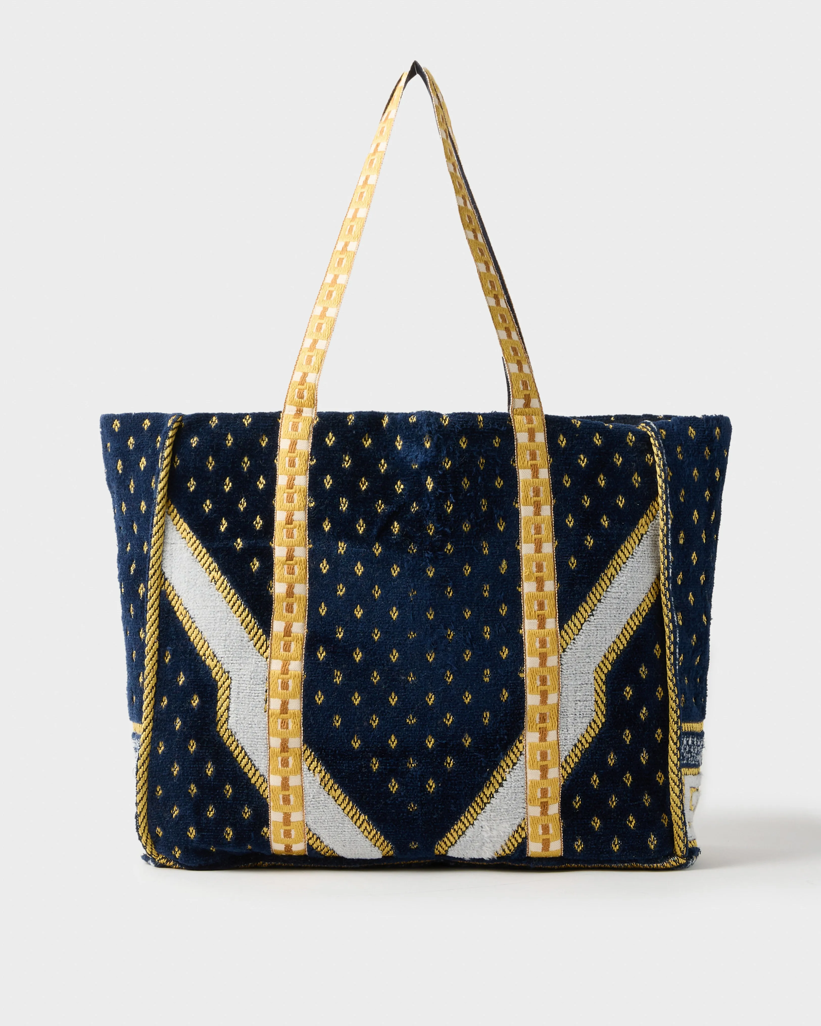 Gilla Velvet Tote Bag, Navy Blue