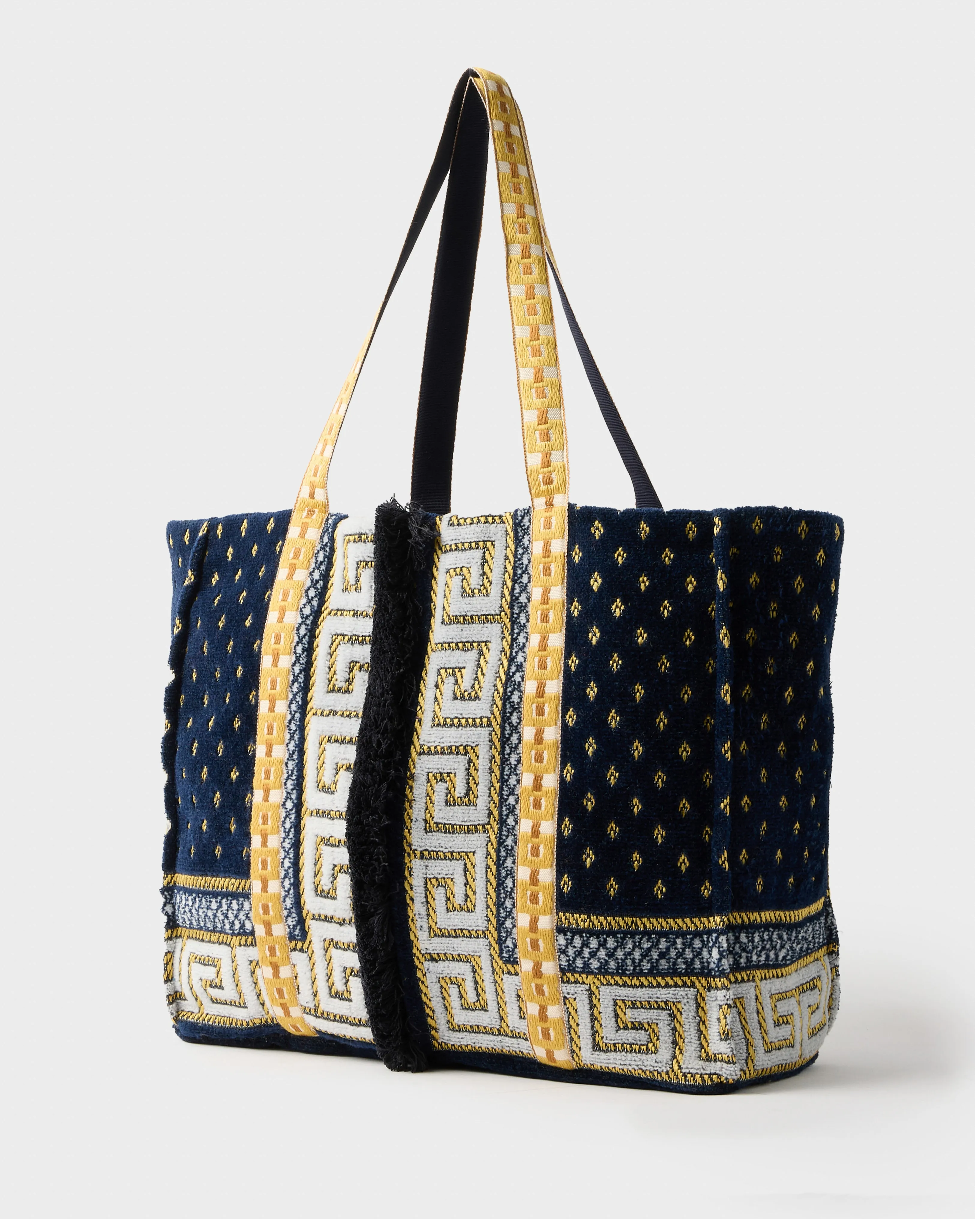 Gilla Velvet Tote Bag, Navy Blue