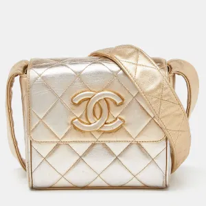 Gold Quilted Leather CC Flap Shoulder Bag