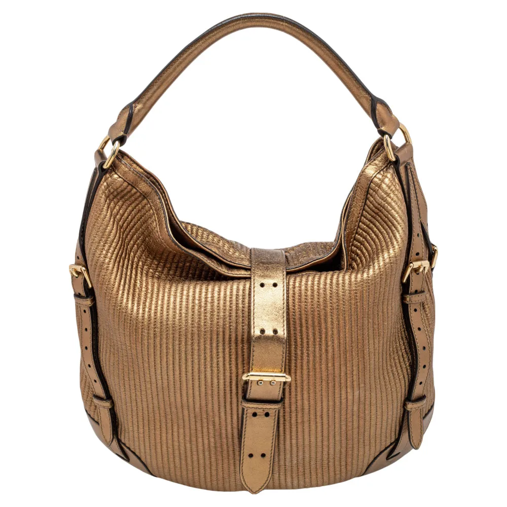 Gold Quilted Leather Hobo