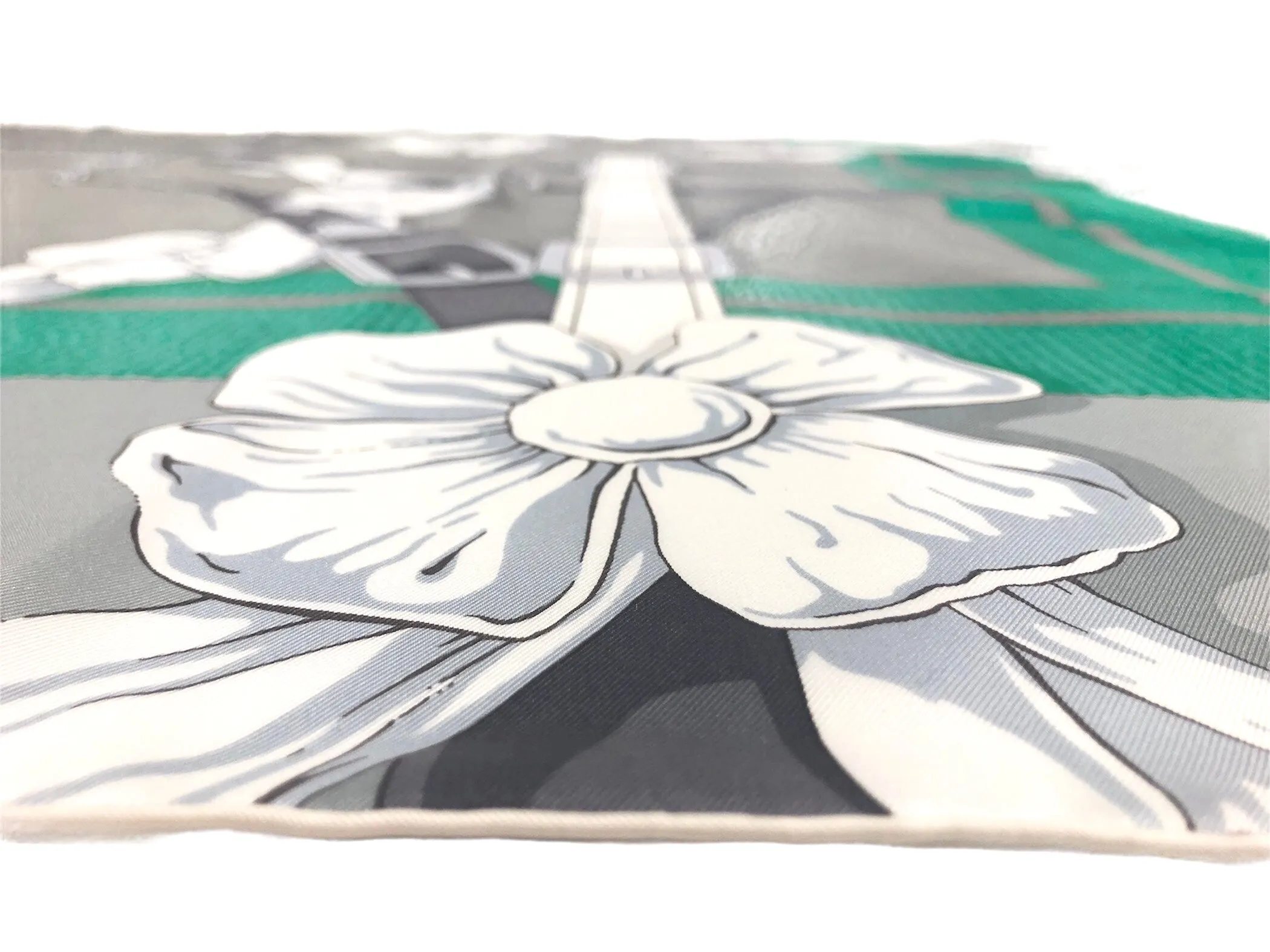 Grey and Green Equestrian Gear Silk Scarf