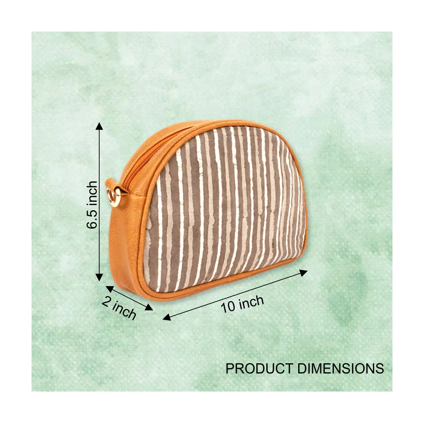 Grey Stripes Block printed Box Sling Bag