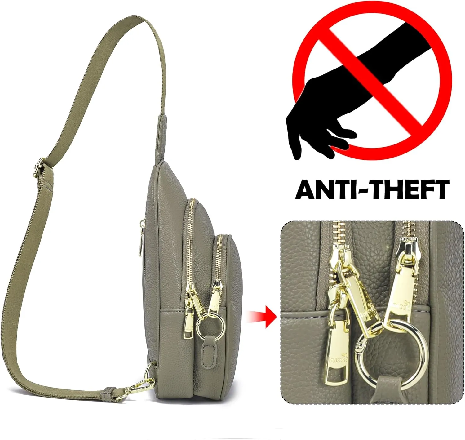 Haytijoe Crossbody Bags for Women Leather Sling Bag Anti-theft Cross Body Bag Travel Sling Purse Chest Bags Fanny Packs