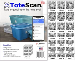 HD (Heavy Duty) Intelligent QR Labels for Organization/Moving/Storage (45 Unique Labels, 2.5"x3")