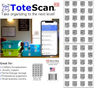 HD Intelligent Smart QR Labels for Organization/Moving/Storage (48 Unique Labels, 1.5"x1.5"). Easily Pack and Track Your Items