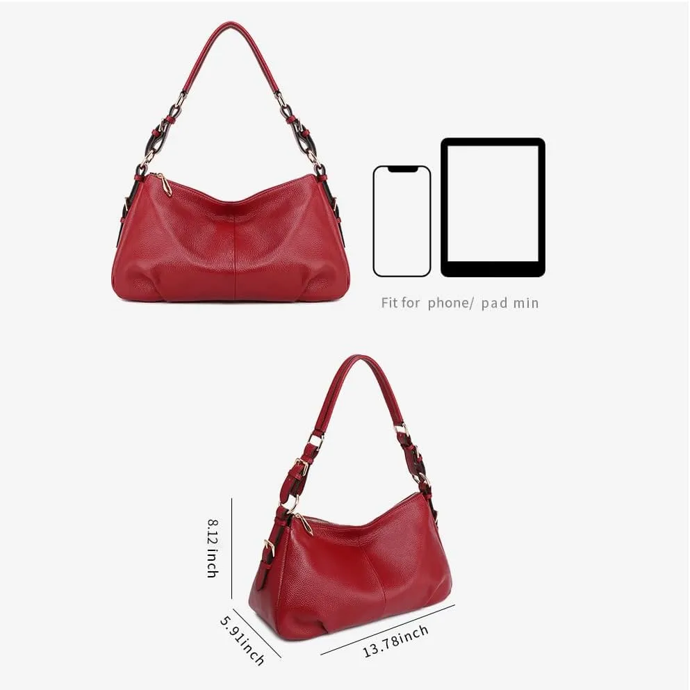 Kattee Soft Leather Hobo Handbags for Women, Genuine Top Handle Bags Vintage Shoulder Purses