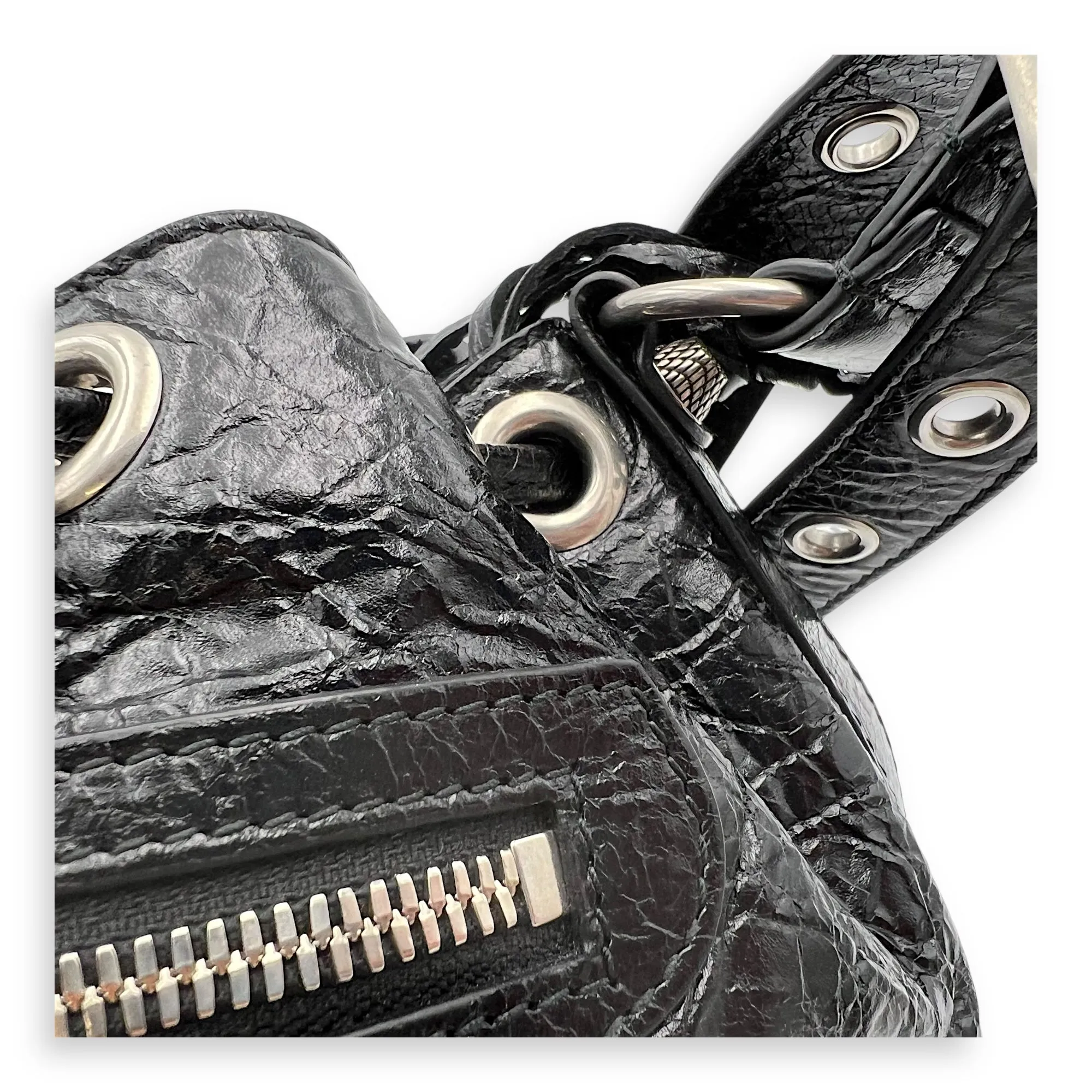 Le Cagole Bucket Bag Black in Lambskin, Silver hardware