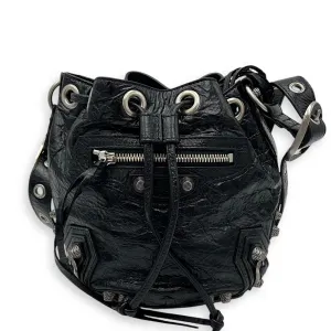 Le Cagole Bucket Bag Black in Lambskin, Silver hardware