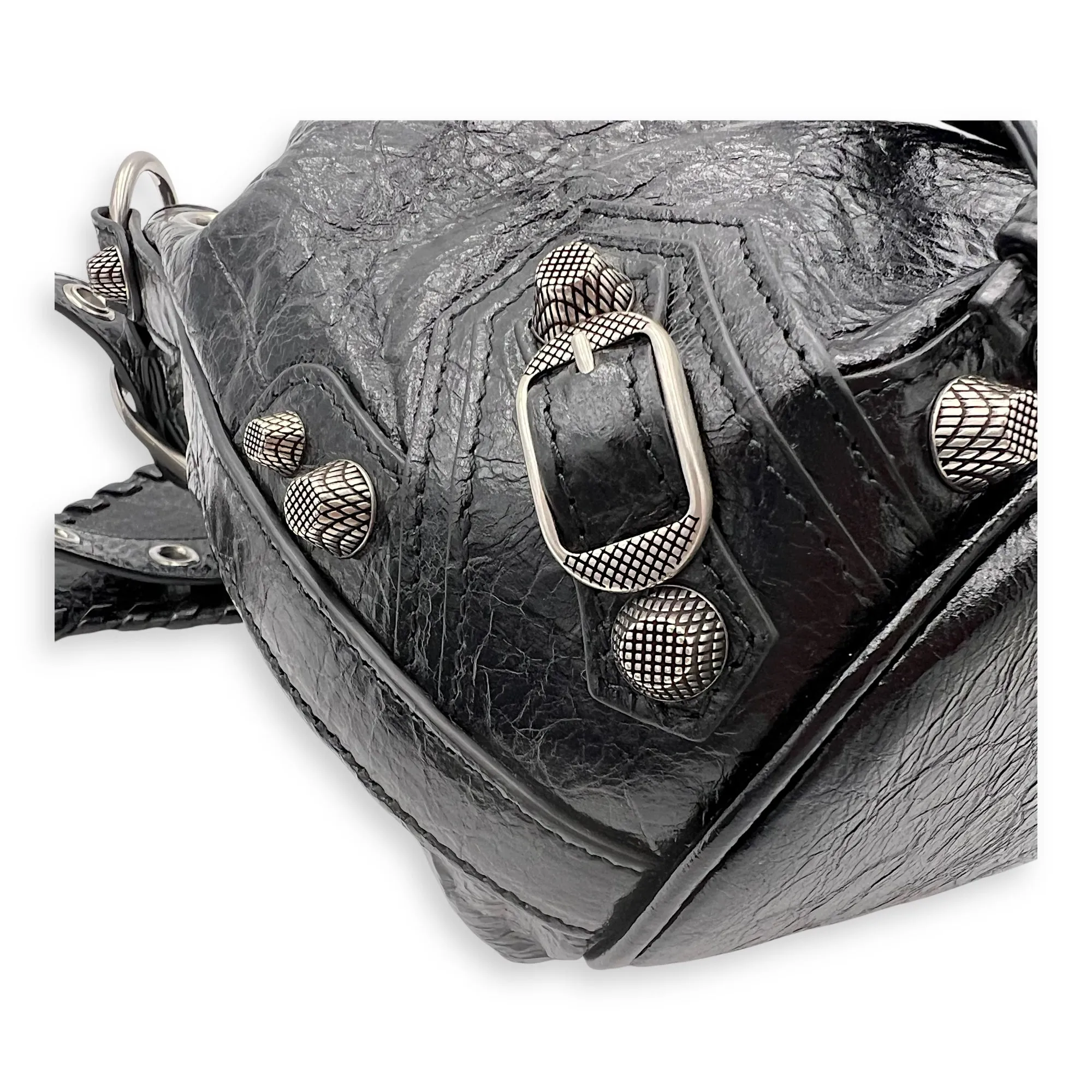 Le Cagole Bucket Bag Black in Lambskin, Silver hardware