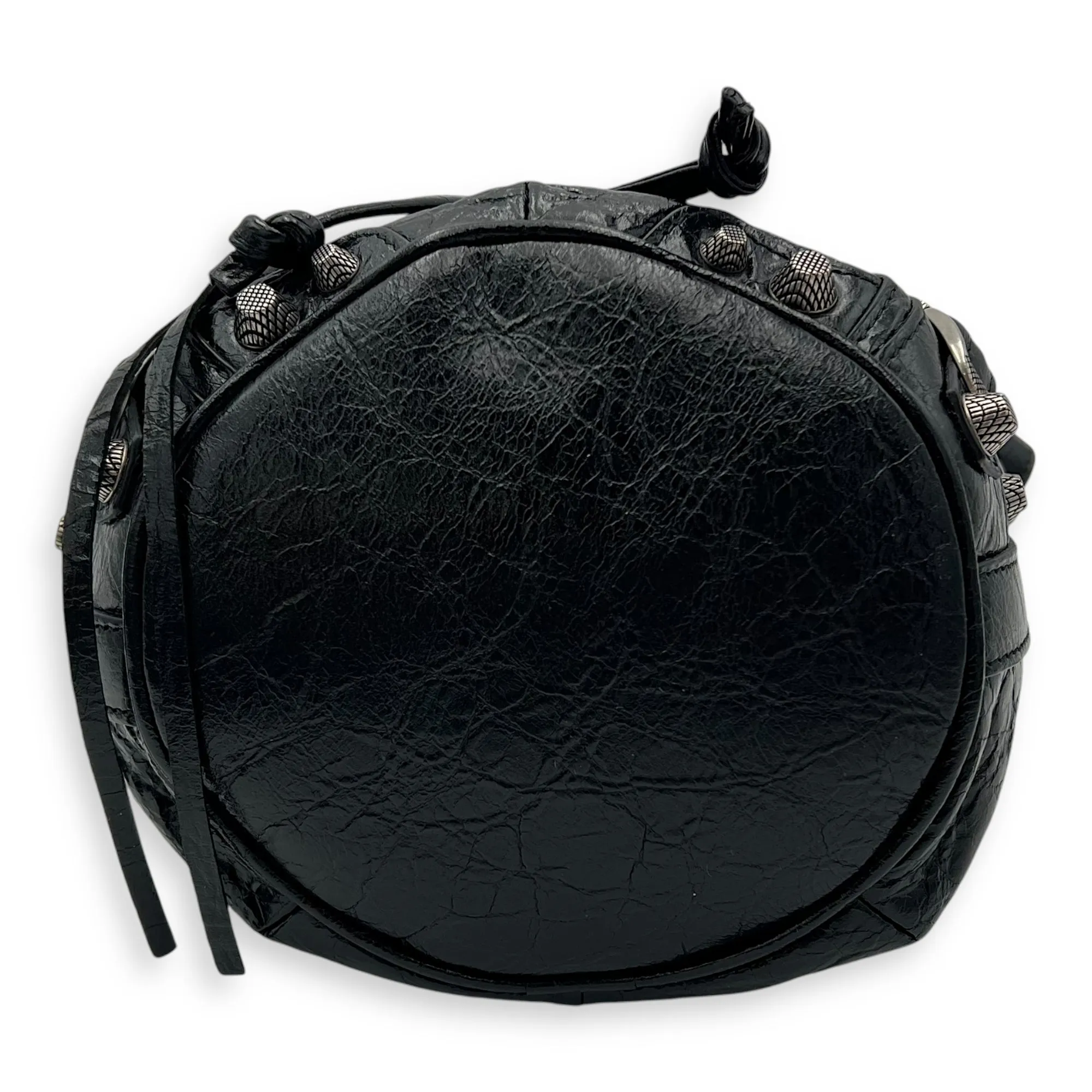 Le Cagole Bucket Bag Black in Lambskin, Silver hardware