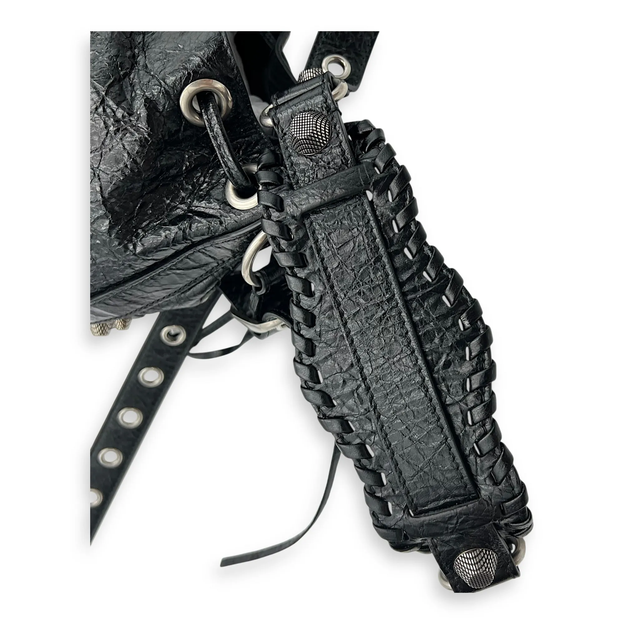 Le Cagole Bucket Bag Black in Lambskin, Silver hardware