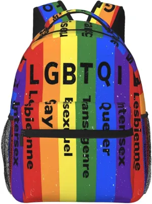 LGBT Rainbow Gay Pride Flag LGBTQI Casual Backpack Laptop Backpacks Outdoor Sports Rucksack Lightweight Daypacks Shoulder Bag with Multiple Pockets for Travel Camping Hiking