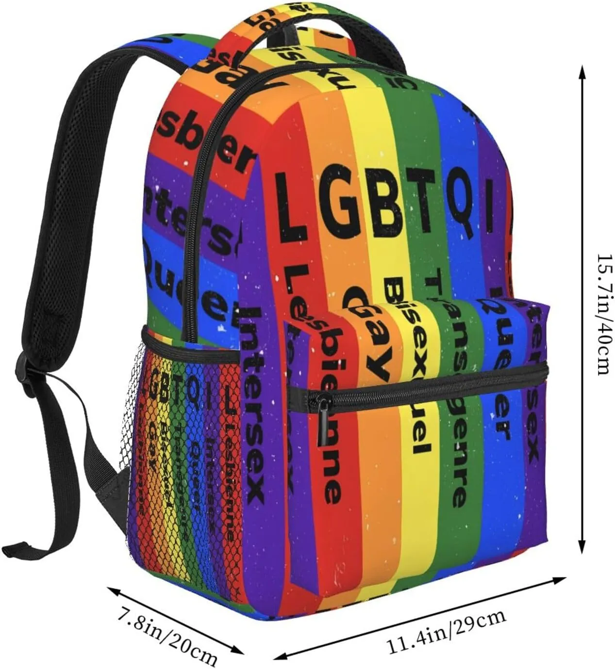 LGBT Rainbow Gay Pride Flag LGBTQI Casual Backpack Laptop Backpacks Outdoor Sports Rucksack Lightweight Daypacks Shoulder Bag with Multiple Pockets for Travel Camping Hiking