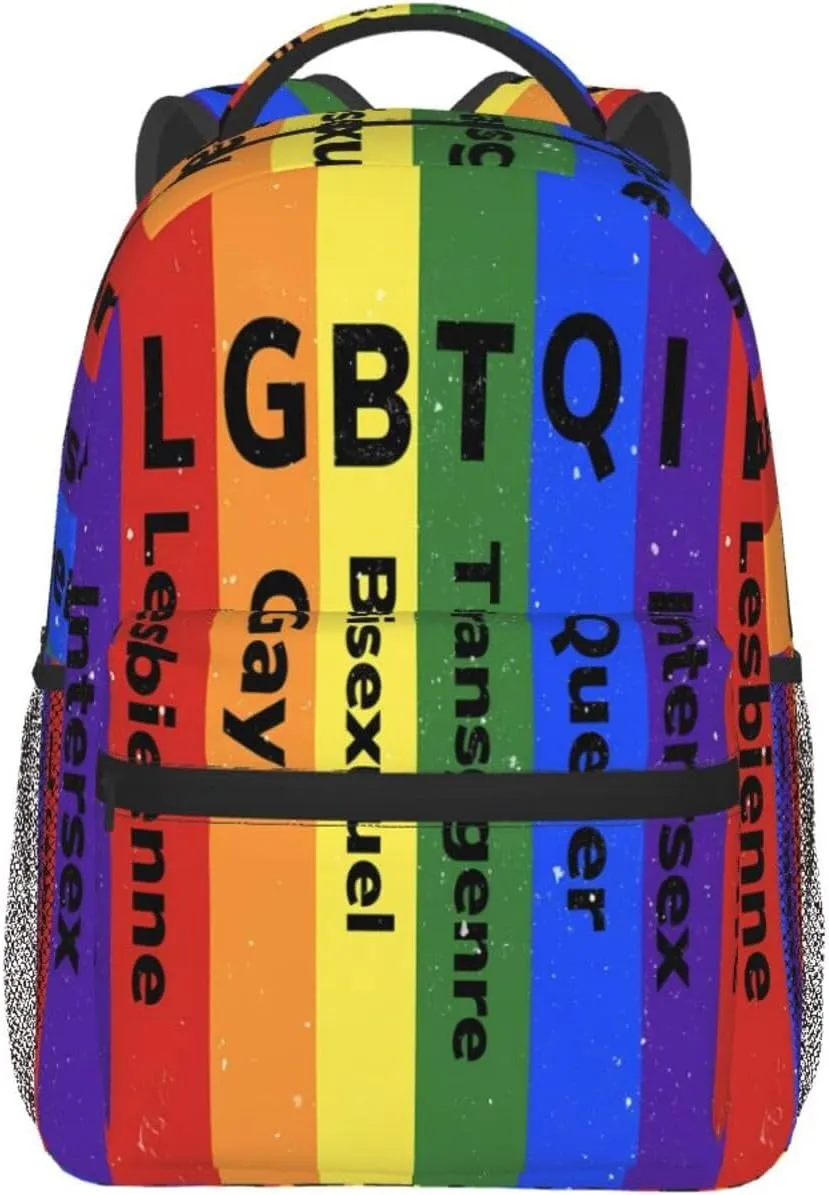 LGBT Rainbow Gay Pride Flag LGBTQI Casual Backpack Laptop Backpacks Outdoor Sports Rucksack Lightweight Daypacks Shoulder Bag with Multiple Pockets for Travel Camping Hiking