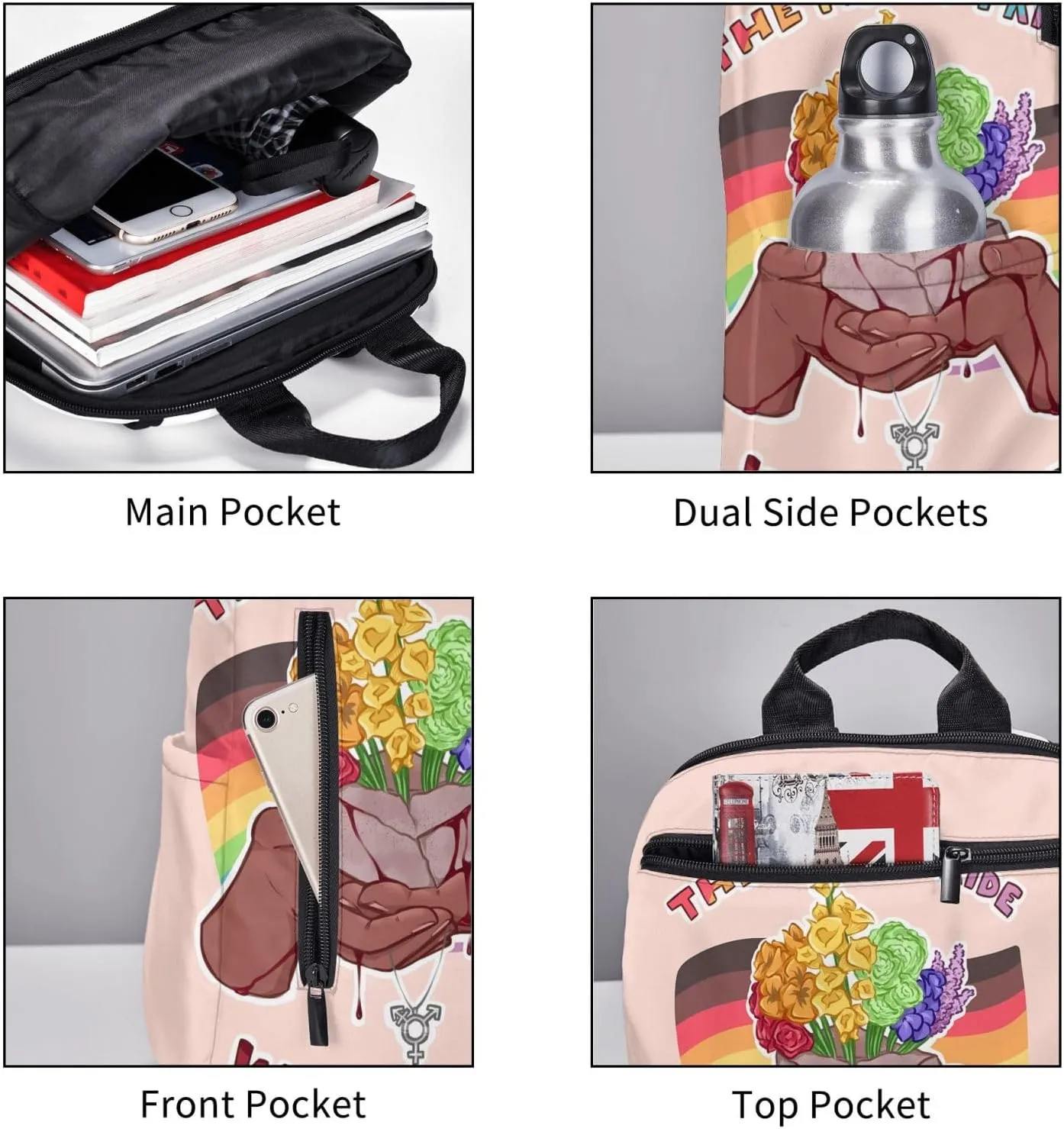LGBT Rainbow Gay Pride Flag The First Pride Was A Riot Travel Laptop Backpack Casual Backpacks Double Shoulder Daypack Notebook Rucksack Work Bags Sports Bag for Gym Hiking Camping Beach