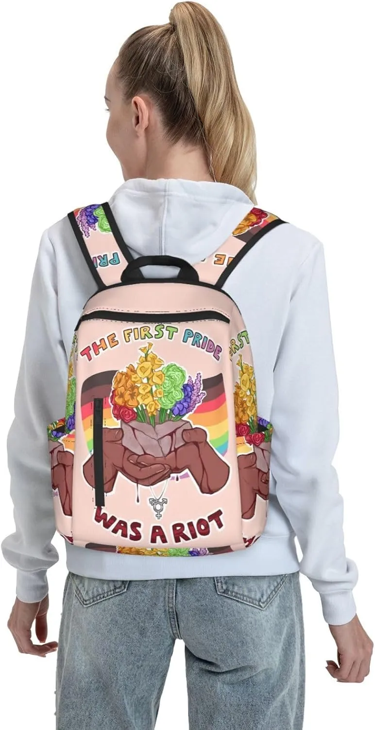 LGBT Rainbow Gay Pride Flag The First Pride Was A Riot Travel Laptop Backpack Casual Backpacks Double Shoulder Daypack Notebook Rucksack Work Bags Sports Bag for Gym Hiking Camping Beach