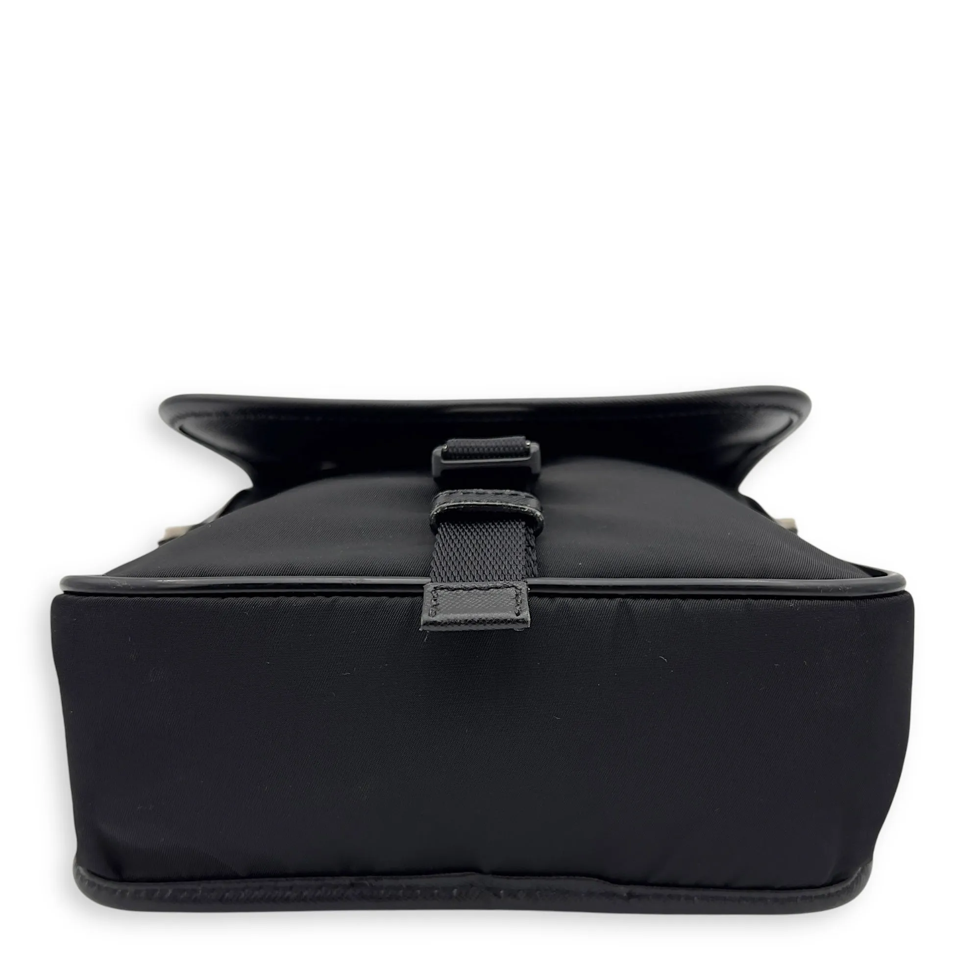 Logo Black Crossbody Bag in Nylon, Silver hardware