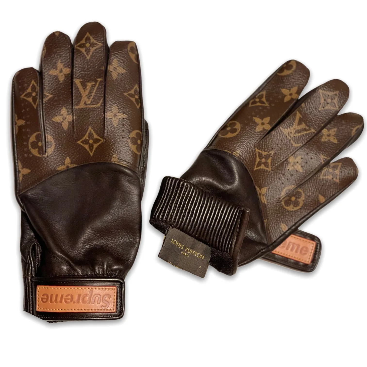 LOUIS VUITTON x SUPREME : BASEBALL GLOVES BROWN : LAMBSKIN CASHEMERE