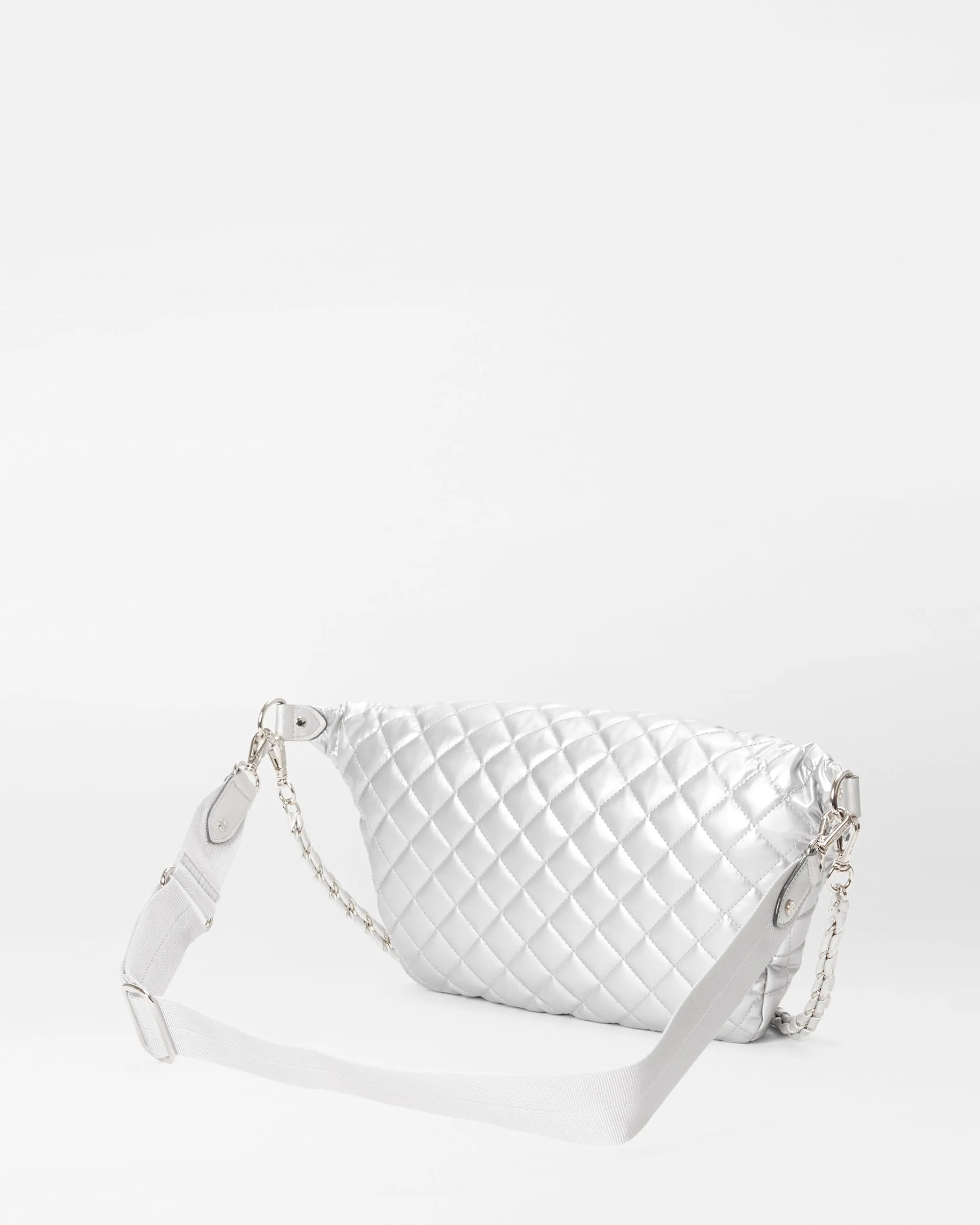 Matte Silver Crosby Crossbody Sling Bag