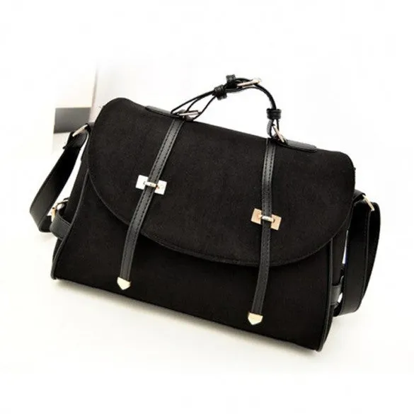 New Fashion Women's Wool & Faux Leather Tote Shoulder Bag Messenger Cross Body Handbag