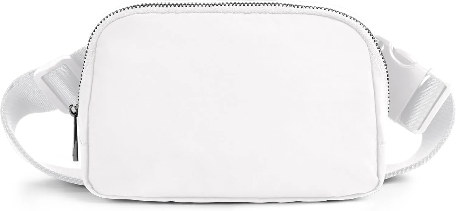 ODODOS Unisex Mini Belt Bag with Adjustable Strap Small Fanny Pack for Workout Running Traveling Hiking, White