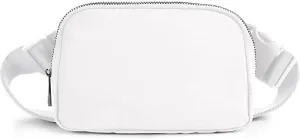 ODODOS Unisex Mini Belt Bag with Adjustable Strap Small Fanny Pack for Workout Running Traveling Hiking, White