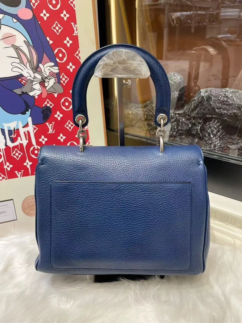 Preloved Dior Blue Leather Satchel Bag
