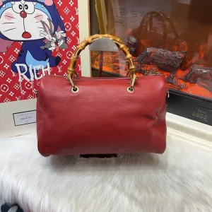 Preloved Gucci Bamboo Handle Bag Red Leather Satchel