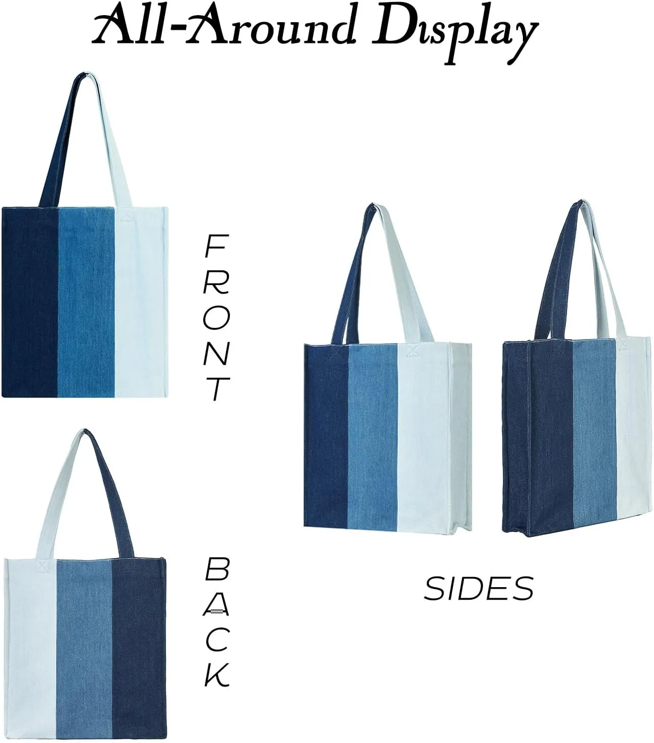 Premium Colorblock Denim Tote Bag for Women  2025 Summer Lightweight Foldable Large Designer Shoulder Bag with Pockets