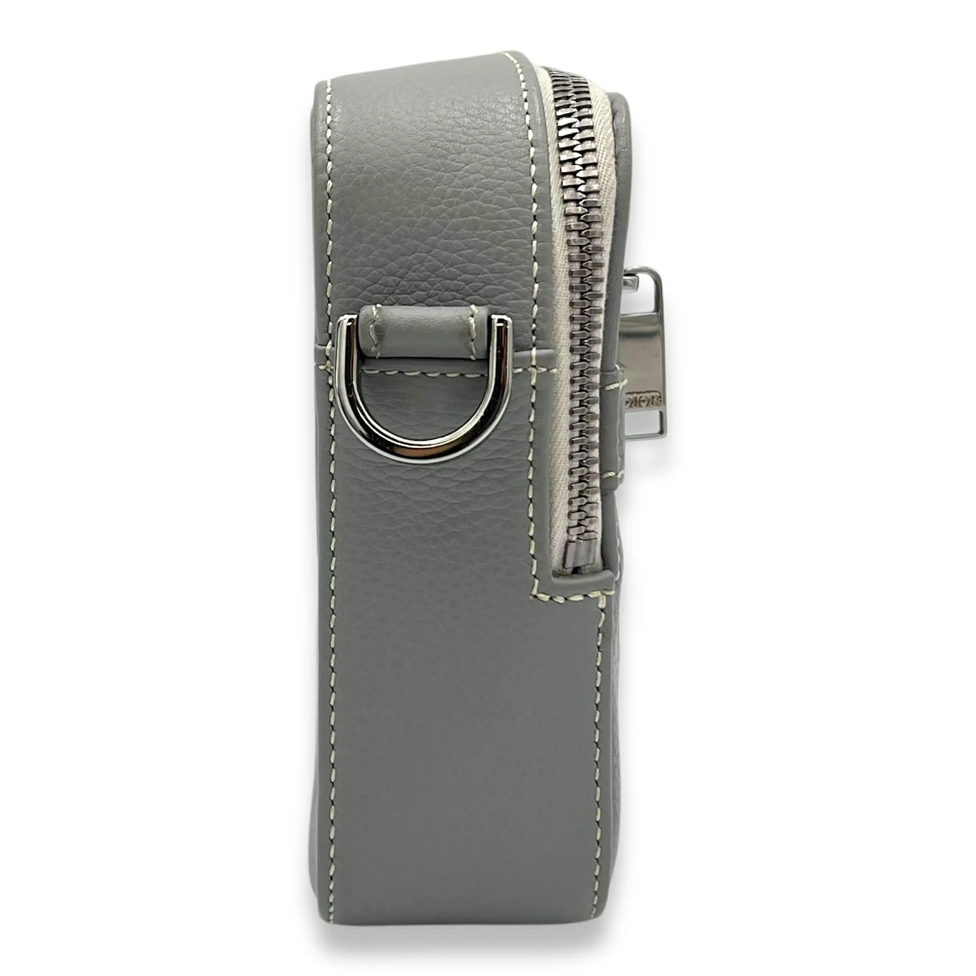 Safari Grey Messenger bag in Calfskin, Silver hardware