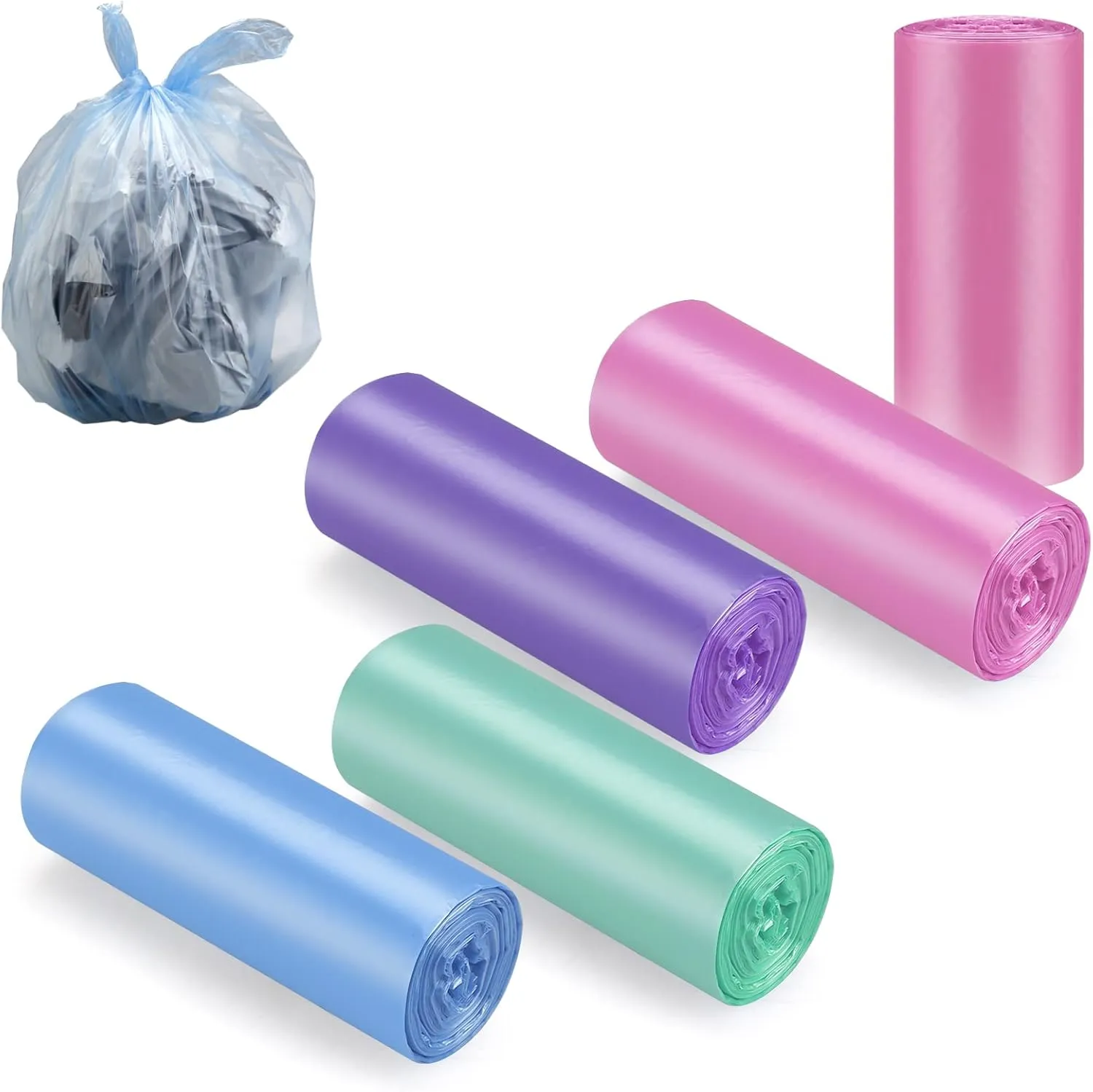 Small Trash bags 4 Gallon,Bathroom Trash Bags, Small Garbage Bags for Bathroom Office Small Trash Can Bags, 4 Rolls,Colored