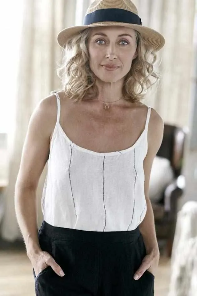 The Linen Cami Carter Stripe White