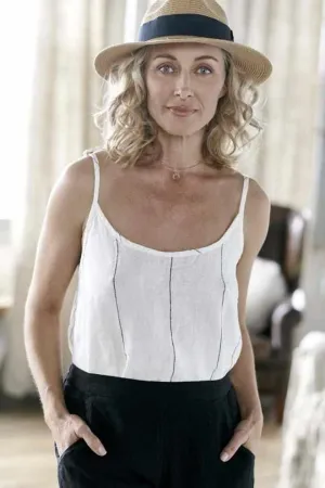 The Linen Cami Carter Stripe White