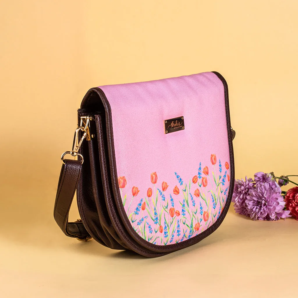Tulips and Lavender Flap Sling Bag - Pink