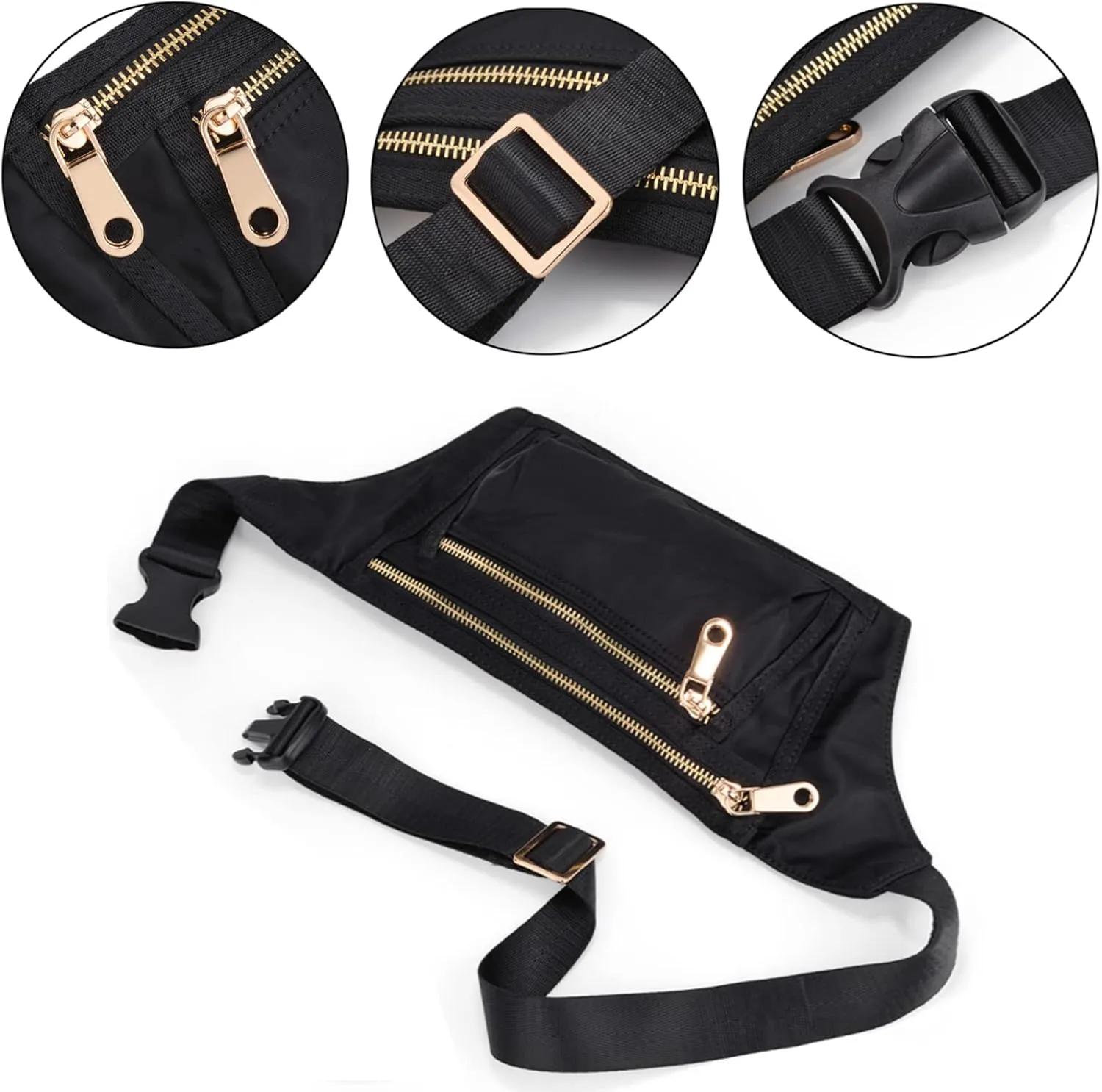 Uromee Fanny Packs for Women Crossbody Belt Bag Nylon Lightweight Slim Fashion Mini Waist Bag Travel Hiking Running Adjustable Strap