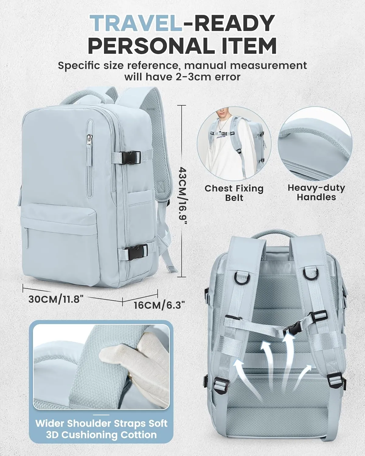 Vacuum Travel Backpack with Pump for Women,Airback Personal Item Carry on Backpacks Flight Approved 18x14x8 inches for Men,Laptop Waterproof Work Compression bags Casual Daypack,Blue