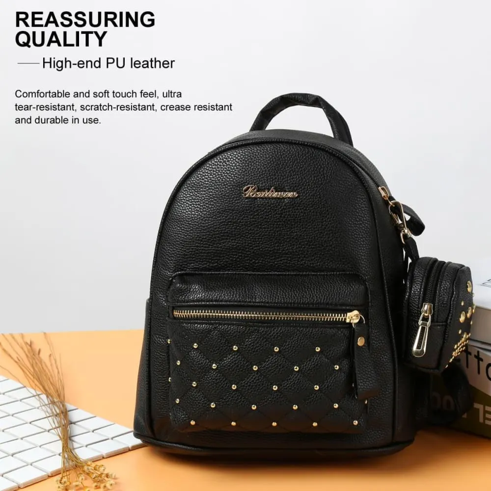 Vbiger  Leather Backpack Trendy Travel Shoulders Bag Chic Outdoor Daypack