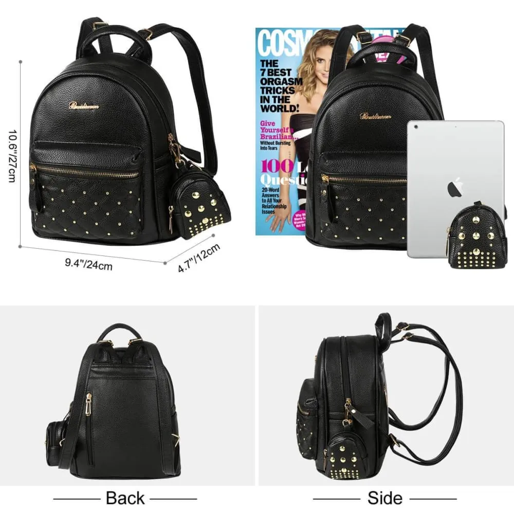 Vbiger  Leather Backpack Trendy Travel Shoulders Bag Chic Outdoor Daypack