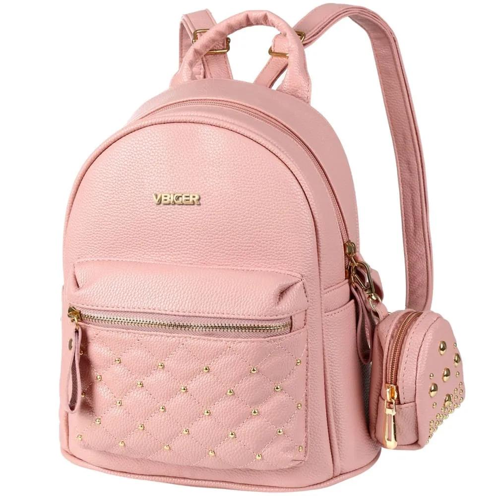 Vbiger  Leather Backpack Trendy Travel Shoulders Bag Chic Outdoor Daypack