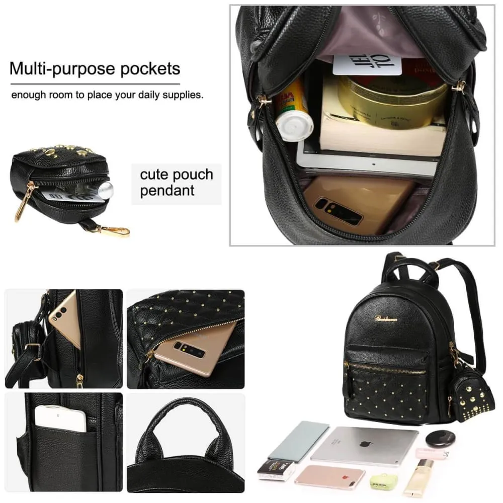 Vbiger  Leather Backpack Trendy Travel Shoulders Bag Chic Outdoor Daypack