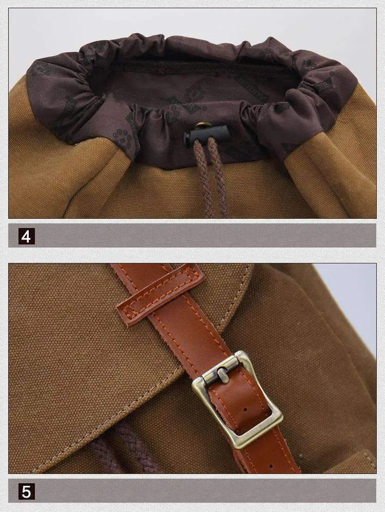 Vintage Canvas Rucksack Laptop Backpack