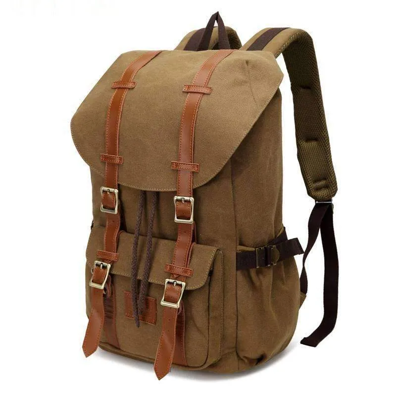 Vintage Canvas Rucksack Laptop Backpack