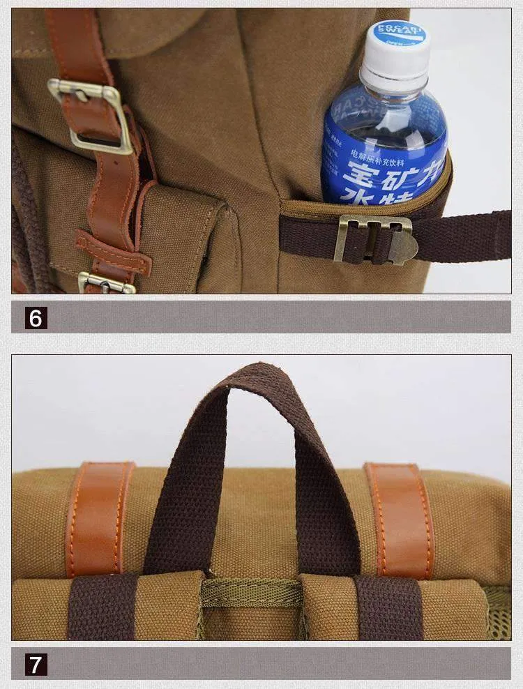 Vintage Canvas Rucksack Laptop Backpack