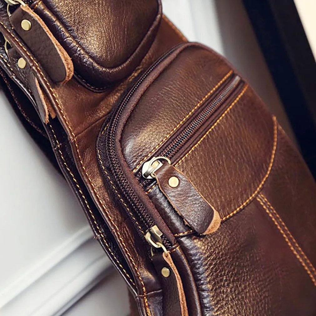 Vintage Genuine Leather Sling Chest Bag