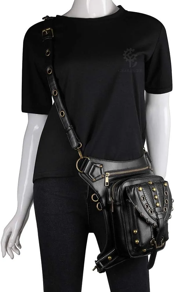 Vintage Rock Gothic Shoulder Waist Leg Thigh Holster Bags PU Leather Fanny Bag