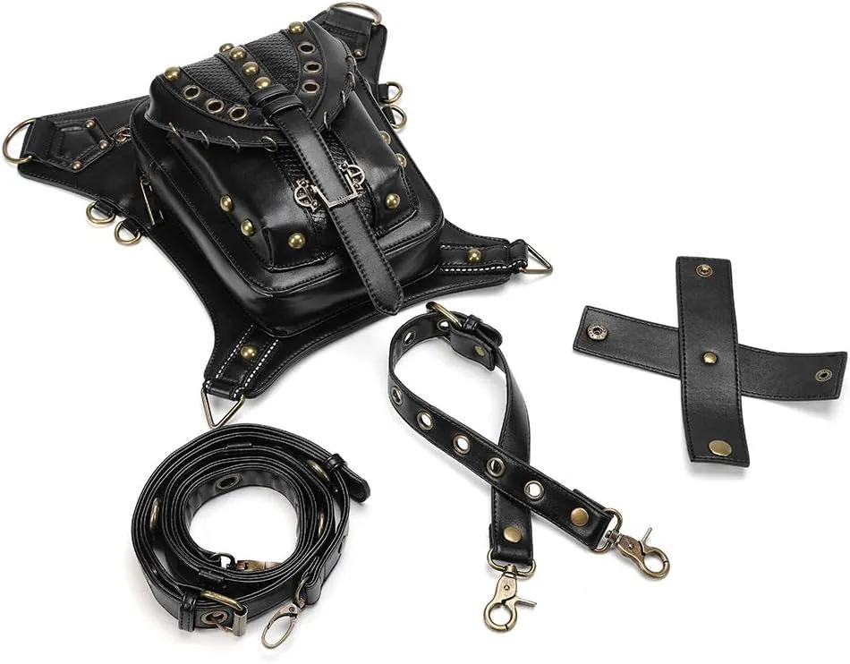 Vintage Rock Gothic Shoulder Waist Leg Thigh Holster Bags PU Leather Fanny Bag